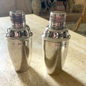 Vintage Art Deco Cocktail Shakers EPNS Silver Bar Ware DJ Japan RARE 2 Mixers